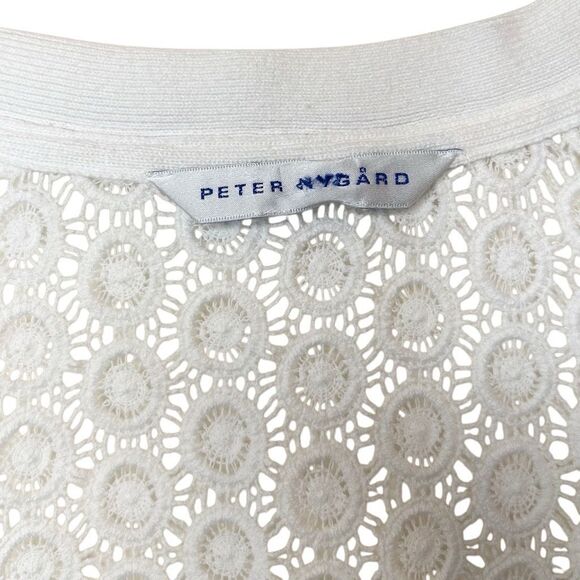 Peter Nygard Womens White Long Sleeve Cardigan Sweater Open Front Embroidered - Picture 7 of 8